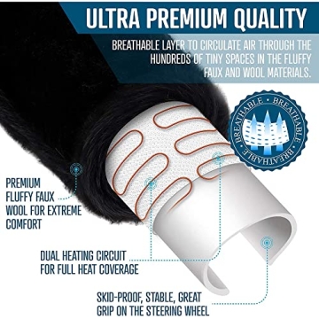 ZONETECH Heated Steering Wheel Cover for Winter Comfort