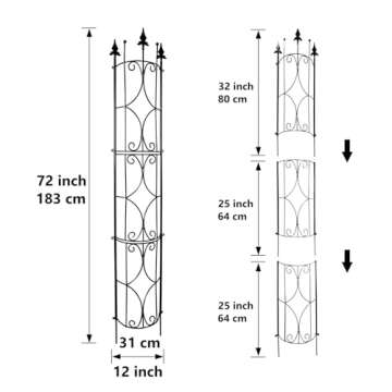 Thealyn Garden Trellis 2 Pack 72'' H x 12'' W Metal Plant Trellis Indoor/Outdoor Metal Garden Trellis Plant Trellis for Potted Plants Climbing Houseplants Flowers