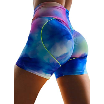 FARYSAYS Women's Tie Dye Sports High Waisted Workout Shorts Active Shorts Butt Lifting Yoga Shorts F...