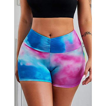 FARYSAYS Tie Dye Sports High Waisted Workout Shorts