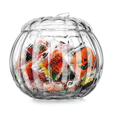 Home To Table 2.11 Gallon Clear Glass Pumpkin Ice Cold Jug Beverage Dispenser With Stainless Steel Easy Flow Spigot/Trick Or Treat Bowl Great For Outdoors, Parties, Bars & Daily Use