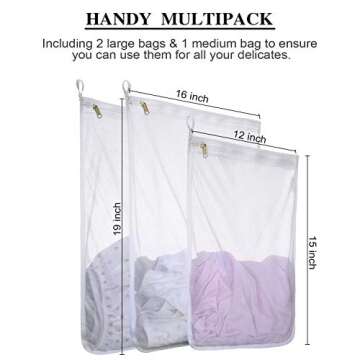 Mesh Laundry Bag for Delicates with YKK Zipper, RoomyRoc Mesh Wash Bag, Travel Storage Organize Bag,...