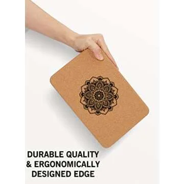Aozora Cork Yoga Block Sustainable & Eco Friendly 2 Pack and Yoga Strap Set Made of The Finest Natural Cork for Better Support, Balance & Comfort (Mandala, 9 * 6 * 4（2pack）)
