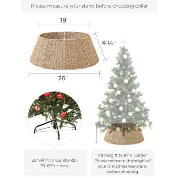 StorageWorks 26 Inch Christmas Tree Collar, 5-Piece Durable Seagrass Christmas Tree Skirt for Christ...