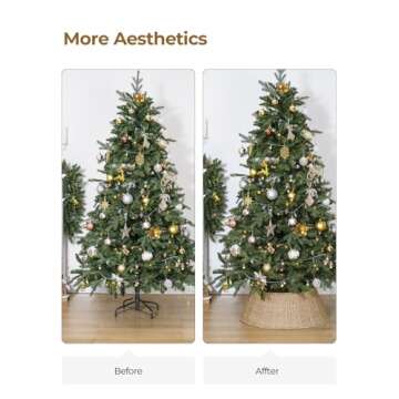 StorageWorks 26 Inch Christmas Tree Collar, 5-Piece Durable Seagrass Christmas Tree Skirt for Christmas Tree Decor, Handcrafted Christmas Tree Base Cover for Artificial Trees