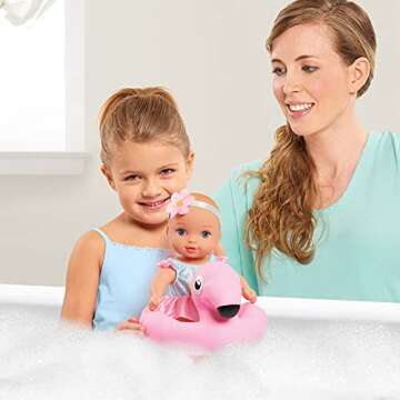 WaterBabies Doll Bathtime Fun Flamingo, Support a Partnership with charity: water, Water Filled Baby Doll, Kids Toys for Ages 3 Up by Just Play
