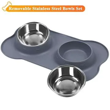 VIVAGLORY Dog Bowls with Non-Spill Silicone Mat - Perfect for Pets