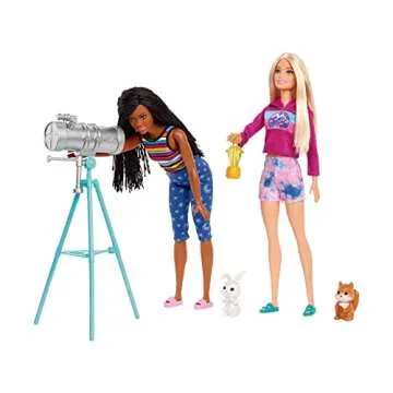Barbie Dolls & 20 Accessories, It Takes Two Camping Tent Playset with Brooklyn & Malibu, Plus 2 Moving Animals