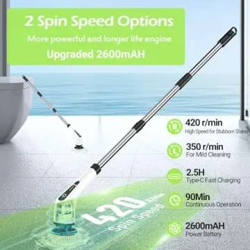 Dsenfurn Electric Spin Scrubber - Cordless Tub & Bathroom Cleaner with Versatile Brush Heads