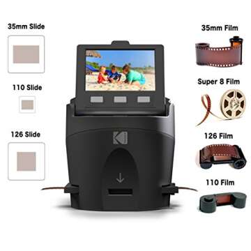 Kodak SCANZA Digital Film & Slide Scanner – Converts 35mm, 126, 110, Super 8 & 8mm Film to JPEG wi...