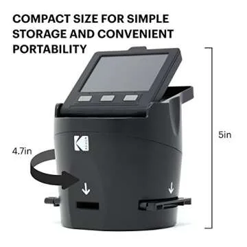 Kodak SCANZA Digital Film & Slide Scanner – Converts 35mm, 126, 110, Super 8 & 8mm Film to JPEG with 3.5" LCD, Easy-Load Inserts & Adapters