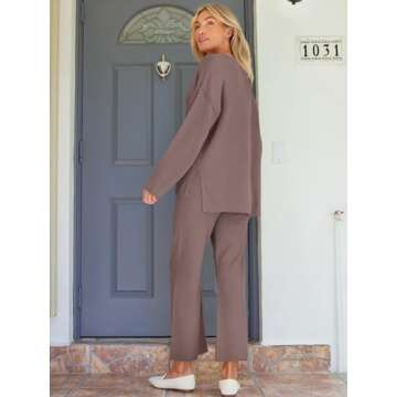 LILLUSORY Lounge Sets Womens Two 2 Piece Matching 2024 Fall Fashion Outfits Clothes Clothing Trendy Knit Sweater Loungewear Travel Sweatsuit Sweat Suit Sets