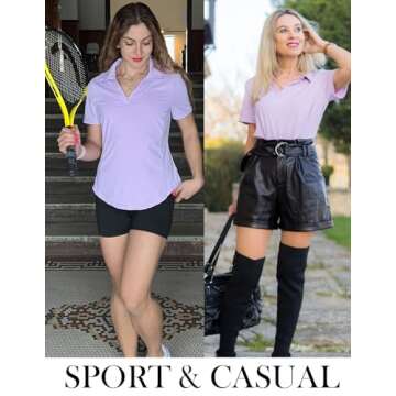 Women's Golf Polo Shirt V Neck White Collared Shirts Lightweight Quick Dry Workout Daily Work Shirts Tops L