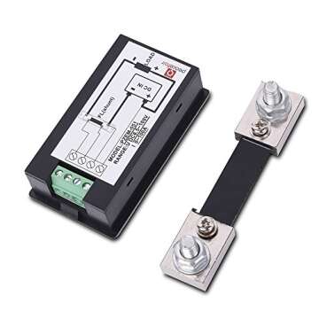 MICTUNING DC 6.5-100V 0-100A LCD Digital Display Ammeter Voltmeter Multimeter Volt Watt Power Energy Meter Blue with 100A 75mV Shunt