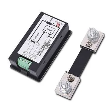 MICTUNING DC 6.5-100V 0-100A LCD Digital Display Ammeter Voltmeter Multimeter Volt Watt Power Energy Meter Blue with 100A 75mV Shunt