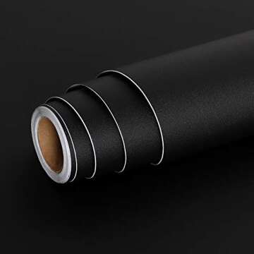Livelynine Matte Black Contact Paper for Cabinets Waterproof Peel and Stick Black Wallpaper for Cabinet Vinyl Wrap Desk Bathroom Countertops Cover Sticker Kitchen Appliances Removable 15.8x78.8 Inch