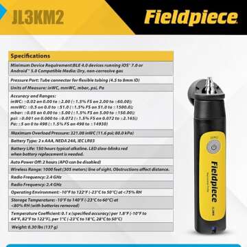 Fieldpiece Dual Port Manometer Kit - Wireless HVAC Pressure Gauge