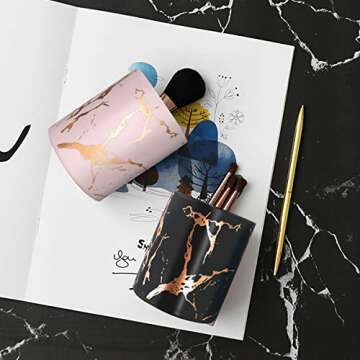 Stylish Marble Pen Holder for Desk Organization