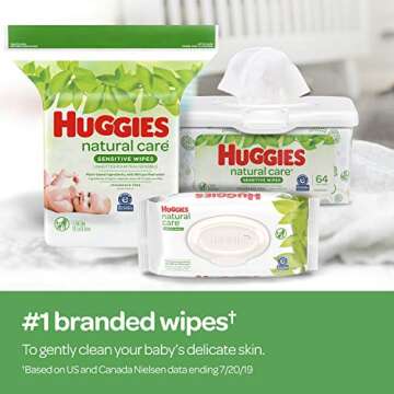 Huggies Natural Care Sensitive Baby Wipes, Unscented, 6 Flip-Top Packs, 48 Count (Pack of 6)