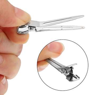 Hicarer 1.75 Inches Single Prong Hair Clips, 50 Pack - Durable Metal Alligator Clips for Dreads Lock Clips, Hair Extensions, Pin Curls, Hair Pins