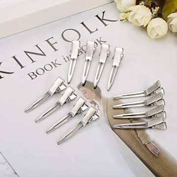 Hicarer 1.75 Inches Single Prong Hair Clips, 50 Pack - Durable Metal Alligator Clips for Dreads Lock Clips, Hair Extensions, Pin Curls, Hair Pins