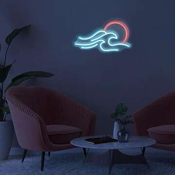 Sunrise Sunset Neon Signs for Wall Decor, Hinittey Wave Neon Lights with Dimmable Waves Led Neon Lig...