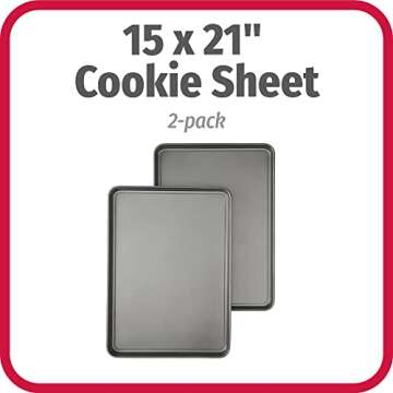 GoodCook Everday Nonstick Carbon Steel 15” x 21” Baking Sheet Set, 2 Pack – Extra-Large Carbon...