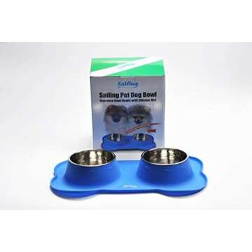 Sailing. Silicone + Stainless Steel Spill Proof Dog Bowl, Pets Cats Feeder Bowls, Food Water Feeding Travel Bowl. BPA Free. (Red)