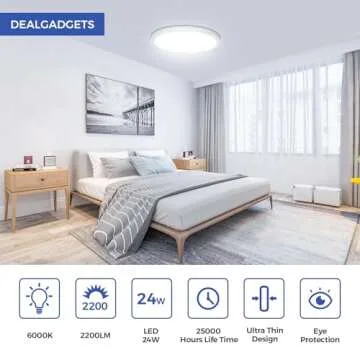 DEALGADGETS Ultra Thin Flush Mount Ceiling Light 24W