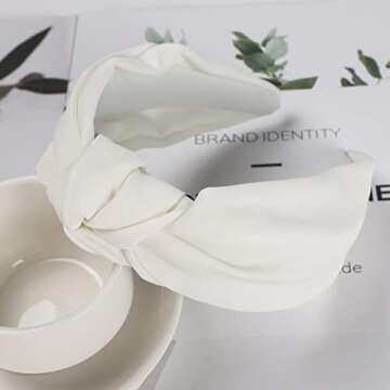 Etercycle Headband for Women, Knotted Wide Headband, Yoga Hair Band Fashion Elastic Hair Accessories for Women (White)