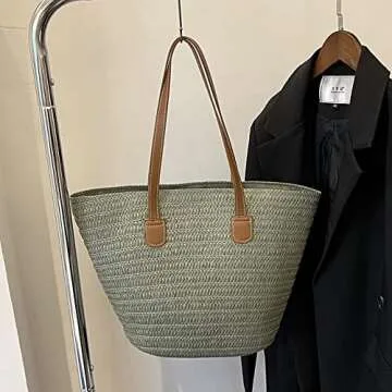 Stylish Large Capacity Straw Beach Tote Bag for Summer