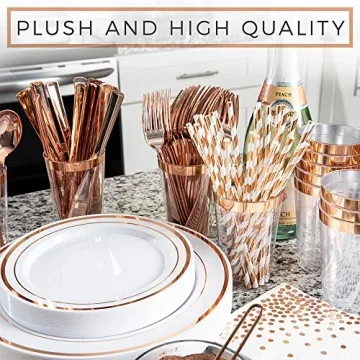 SIRSIMON Elegant Rose Gold Dinnerware Set for 25 Guests