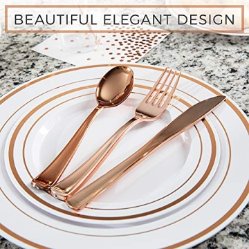 SIRSIMON Elegant Rose Gold Dinnerware Set for 25 Guests