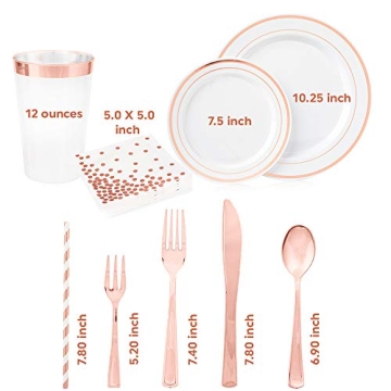 SIRSIMON Elegant Rose Gold Dinnerware Set for 25 Guests
