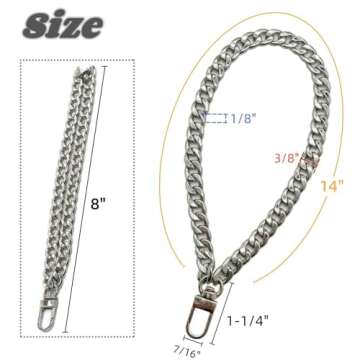 WEICHUAN 8" DIY Iron Flat Chain - Wrist Strap Wrist Chain Purse Straps Handbag Chains Accessories (S...