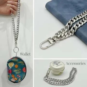 WEICHUAN 8" DIY Iron Flat Chain - Wrist Strap Wrist Chain Purse Straps Handbag Chains Accessories (Silver)