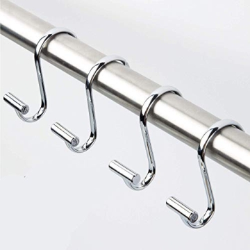 iDesign Chrome T-Bar Shower Curtain Hooks - Elegant & Durable Set of 12