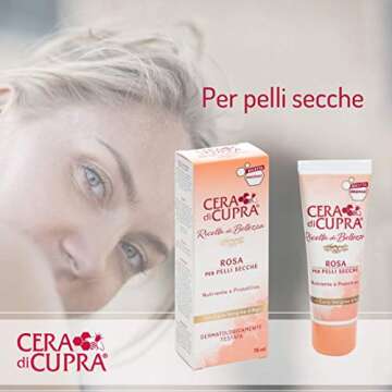 Cera di Cupra"Rosa per Pelli Secche" Cream for Dry Skin, Anti-age Formula - 2.5 Fluid Ounces (75ml) Tube [ Italian Import ]