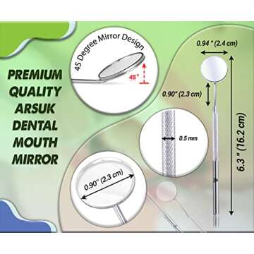 Dental Mouth Mirror Dentist Oral Mirror Teeth Mouth Dental Mirror Teeth Inspection Mirror Curve Angle Dentist Oral Care Tool Home Use Tools (Dental Mirror Single Piece)