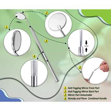 Dental Mouth Mirror Dentist Oral Mirror Teeth Mouth Dental Mirror Teeth Inspection Mirror Curve Angle Dentist Oral Care Tool Home Use Tools (Dental Mirror Single Piece)