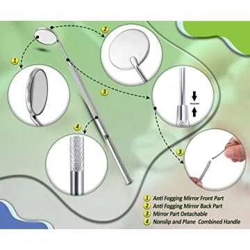 Dental Mouth Mirror Dentist Oral Mirror Teeth Mouth Dental Mirror Teeth Inspection Mirror Curve Angle Dentist Oral Care Tool Home Use Tools (Dental Mirror Single Piece)