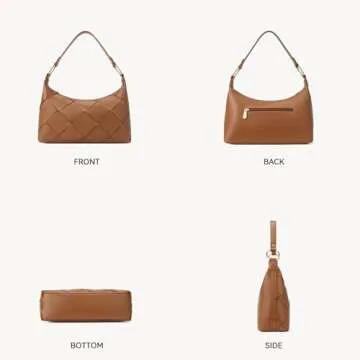 BOSTANTEN Woven Purses for Women Vegan Leather Hobo Bag Shoulder Handbags, Brown