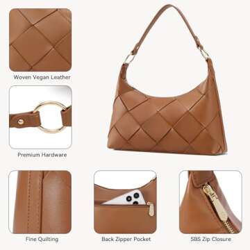 BOSTANTEN Woven Purses for Women Vegan Leather Hobo Bag Shoulder Handbags, Brown