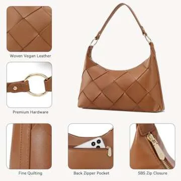 BOSTANTEN Woven Purses for Women Vegan Leather Hobo Bag Shoulder Handbags, Brown
