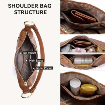 BOSTANTEN Woven Purses for Women Vegan Leather Hobo Bag Shoulder Handbags, Brown