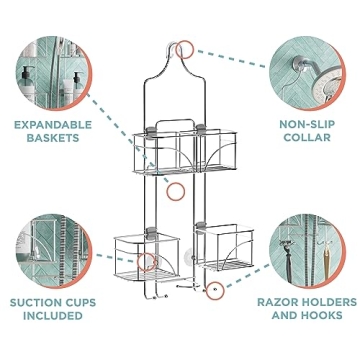 Zenna Home Expandable Shower Caddy Organized Shower Space
