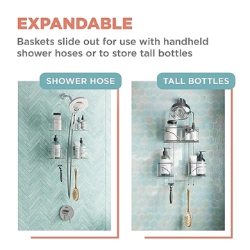 Zenna Home Expandable Shower Caddy Organized Shower Space