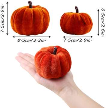 SITUMEIZI Small Velvet Pumpkins Fake Mini Pumpkin Faux Harvest Fabric Foam Pumpkin Thanksgiving Hall...