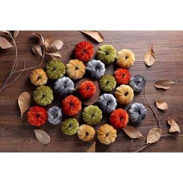 SITUMEIZI Small Velvet Pumpkins Fake Mini Pumpkin Faux Harvest Fabric Foam Pumpkin Thanksgiving Halloween Decor for Fall Decor Table Centerpiece Wedding Farmhouse Decoration(12 Pcs,Assorted Colors)