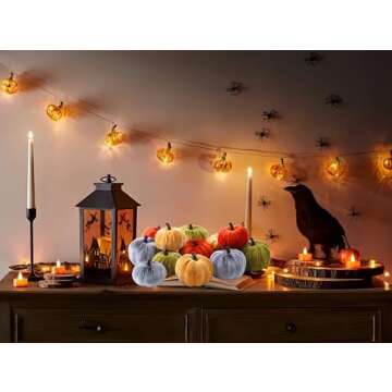 SITUMEIZI Small Velvet Pumpkins Fake Mini Pumpkin Faux Harvest Fabric Foam Pumpkin Thanksgiving Halloween Decor for Fall Decor Table Centerpiece Wedding Farmhouse Decoration(12 Pcs,Assorted Colors)